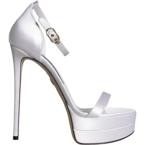 Dolce & Gabbana White Keira Satin Ankle Strap Sandals Shoes