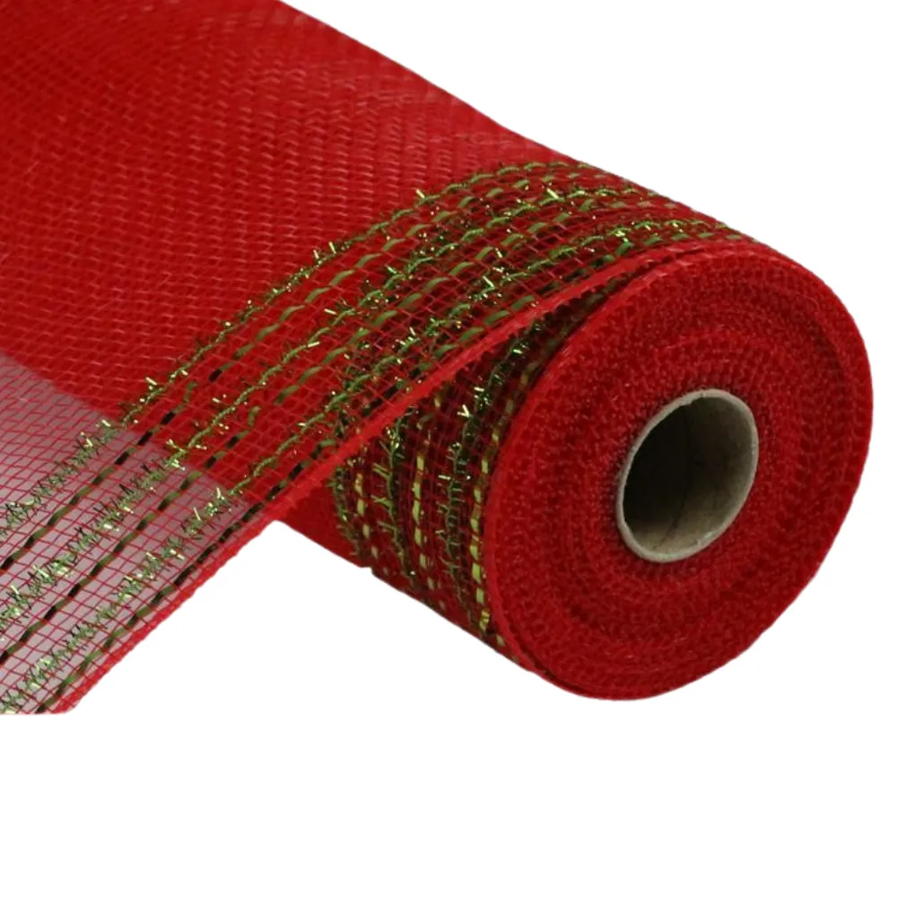 10.5" Red Lime Tinsel Border Mesh RY850534