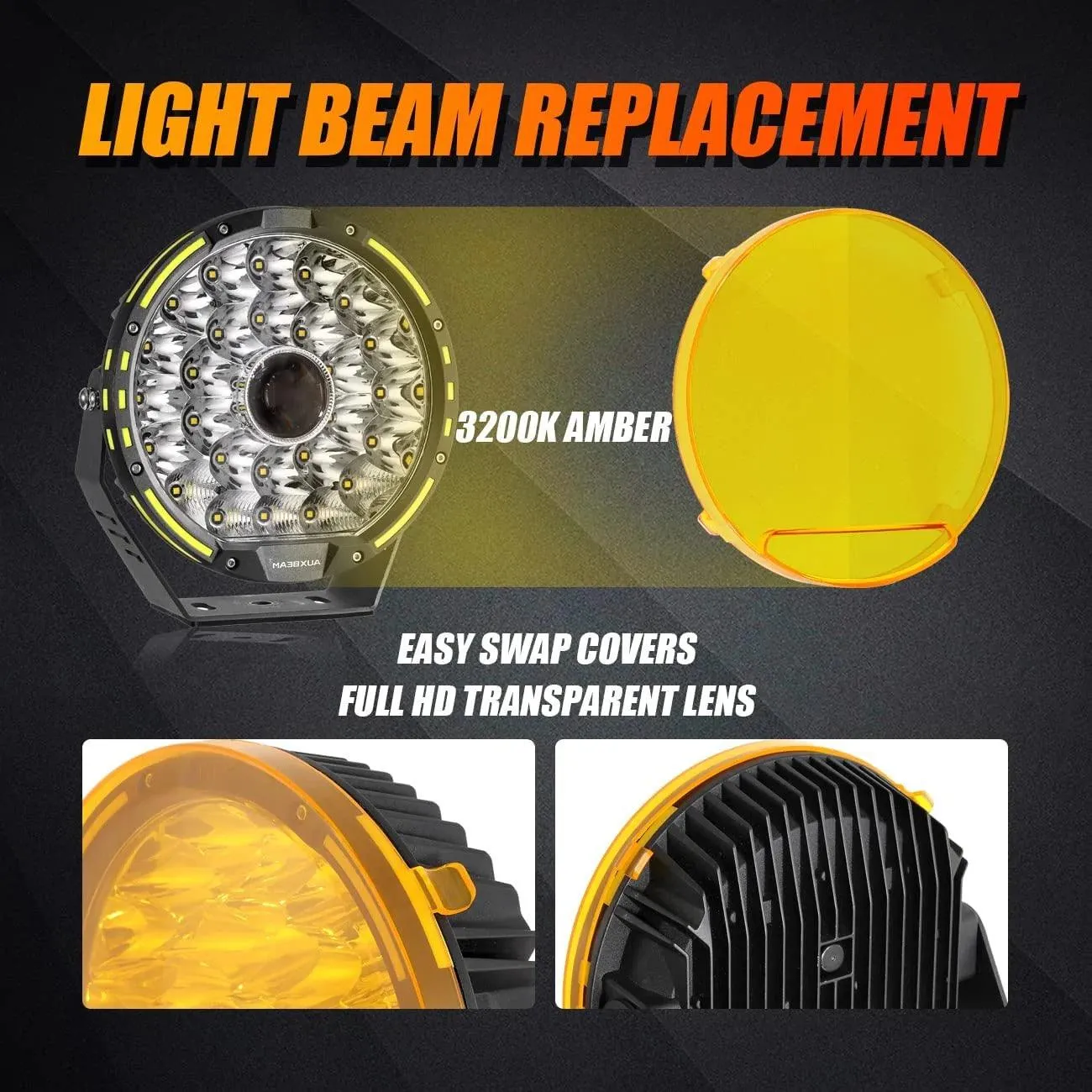 9 Inch Round LED Driving Light Amber Cover Light Shield