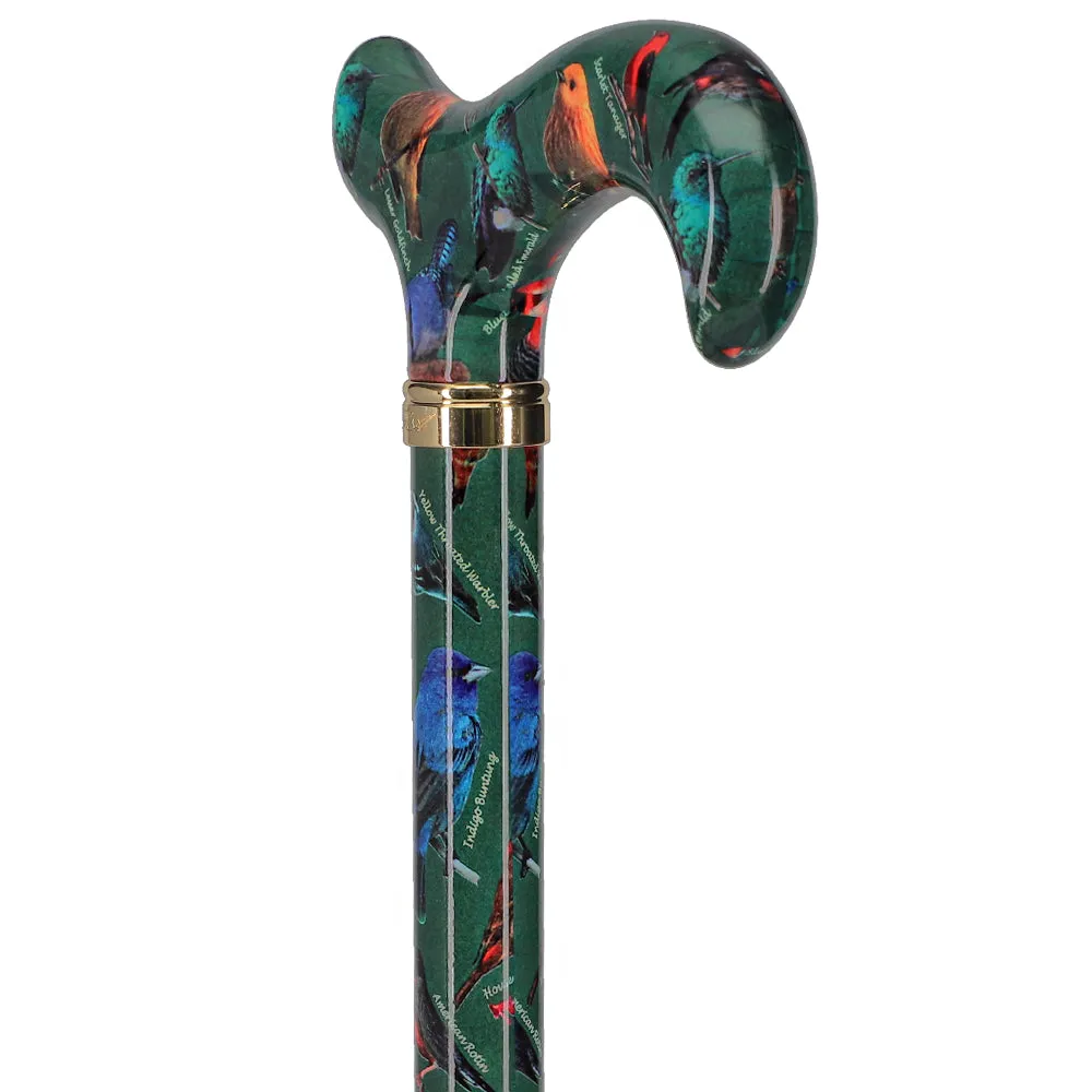 American Songbird Designer Adjustable Derby Walking Cane with Engraved Collar w/ SafeTbase