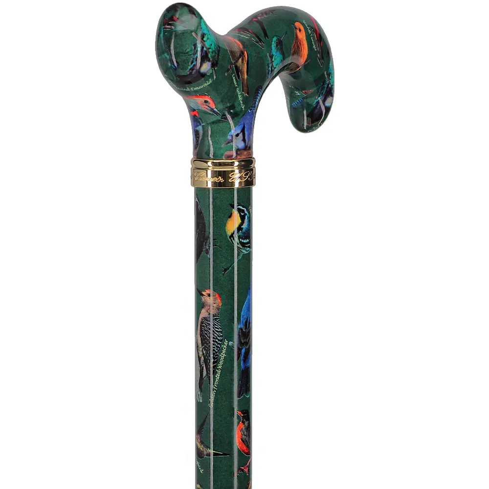 American Songbird Designer Adjustable Derby Walking Cane with Engraved Collar w/ SafeTbase