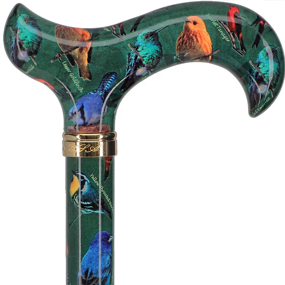 American Songbird Designer Adjustable Derby Walking Cane with Engraved Collar w/ SafeTbase