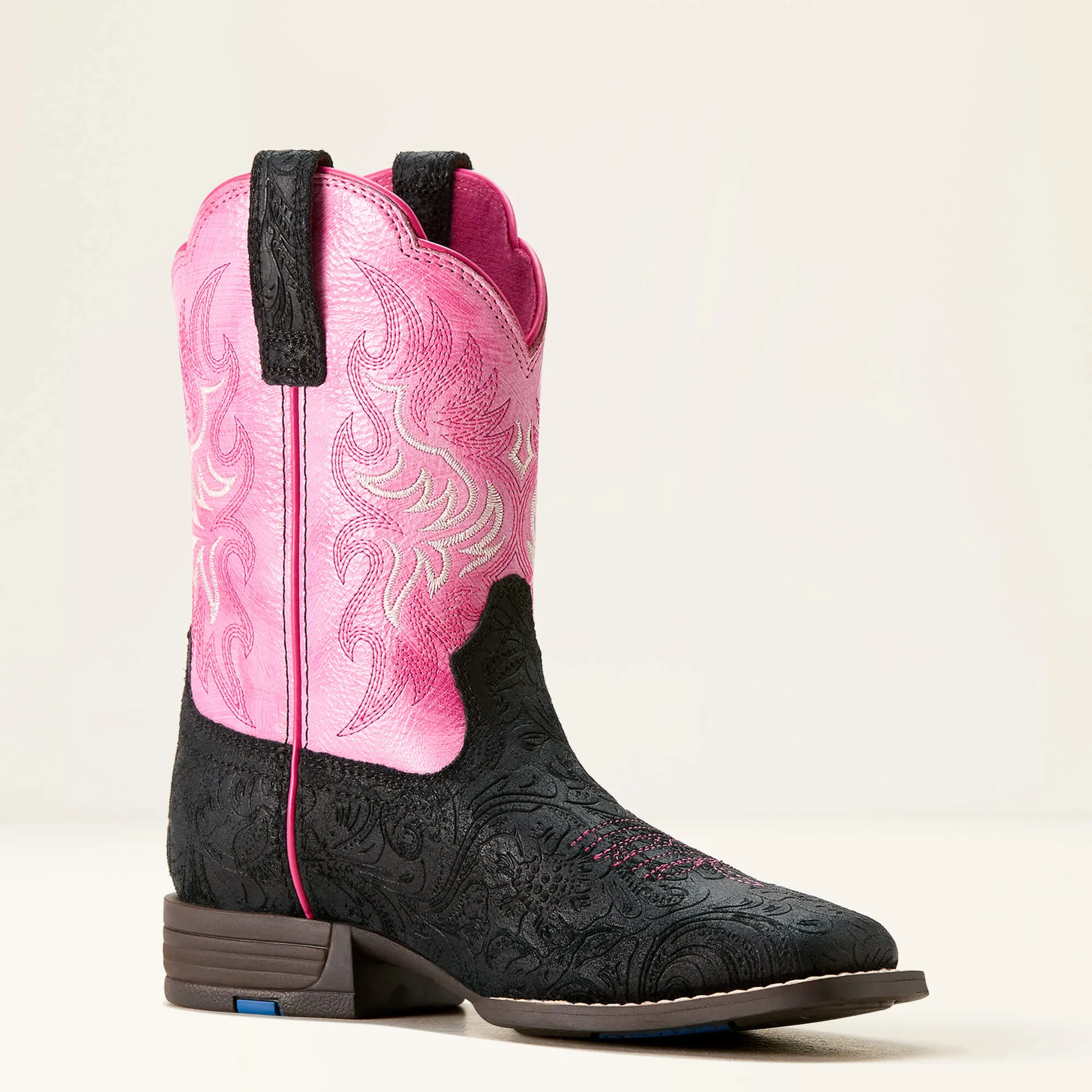 Ariat Kid's Outrider Boot in Black Floral Emboss/ Painted Peony