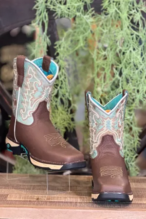 Corral Ladies Farm & Ranch Mint & Brown Square Toe Work Boots