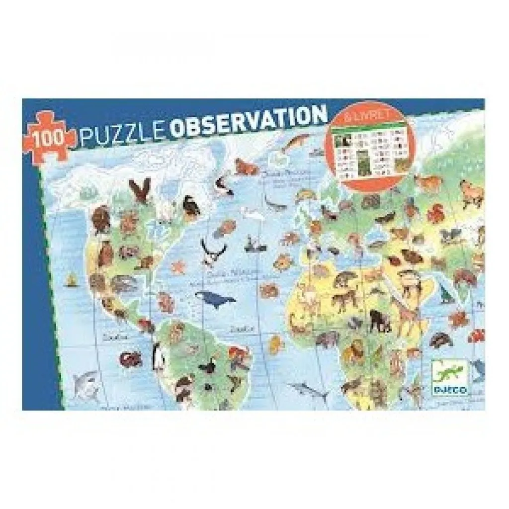 Djeco Observation World Animals 100pc Puzzle