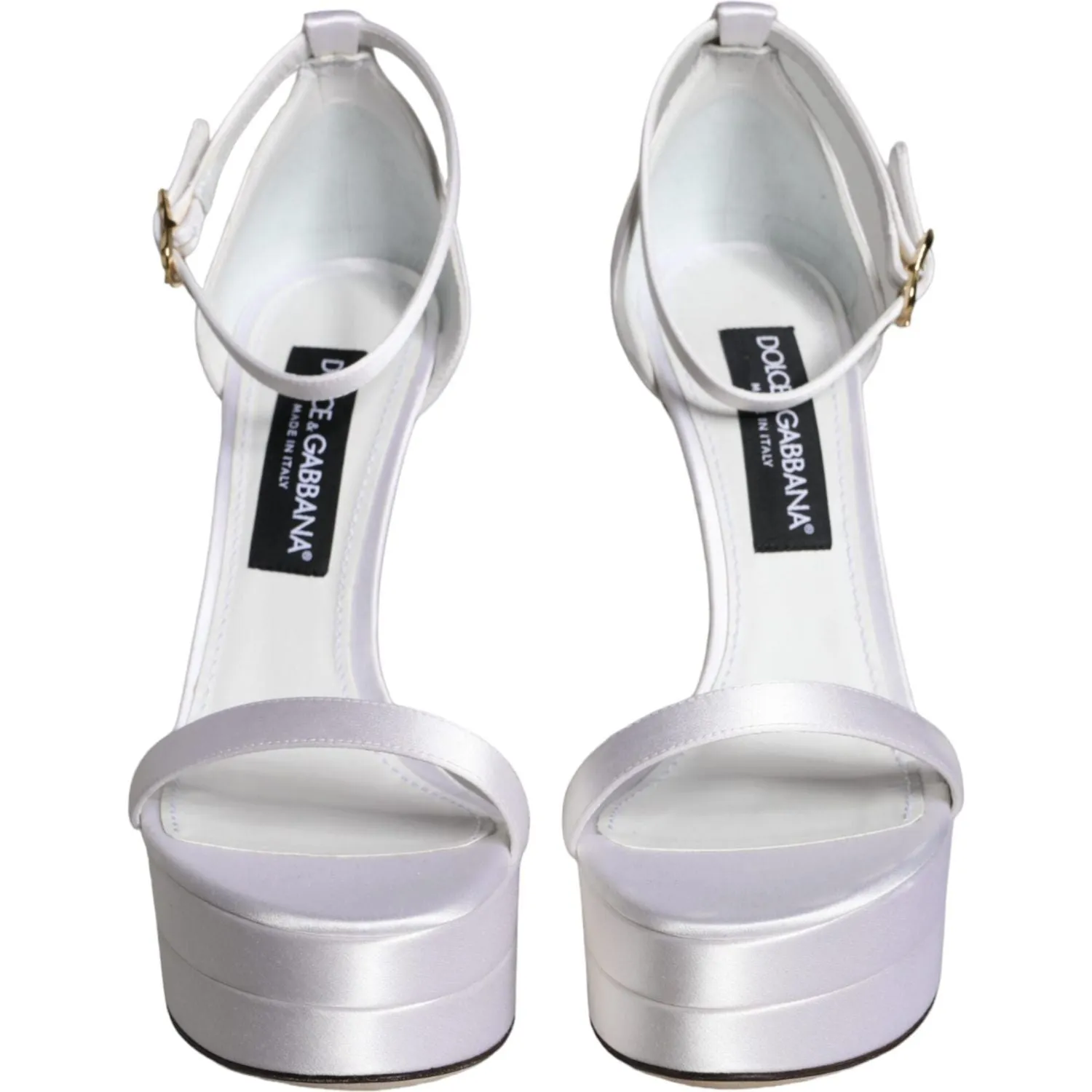 Dolce & Gabbana White Keira Satin Ankle Strap Sandals Shoes