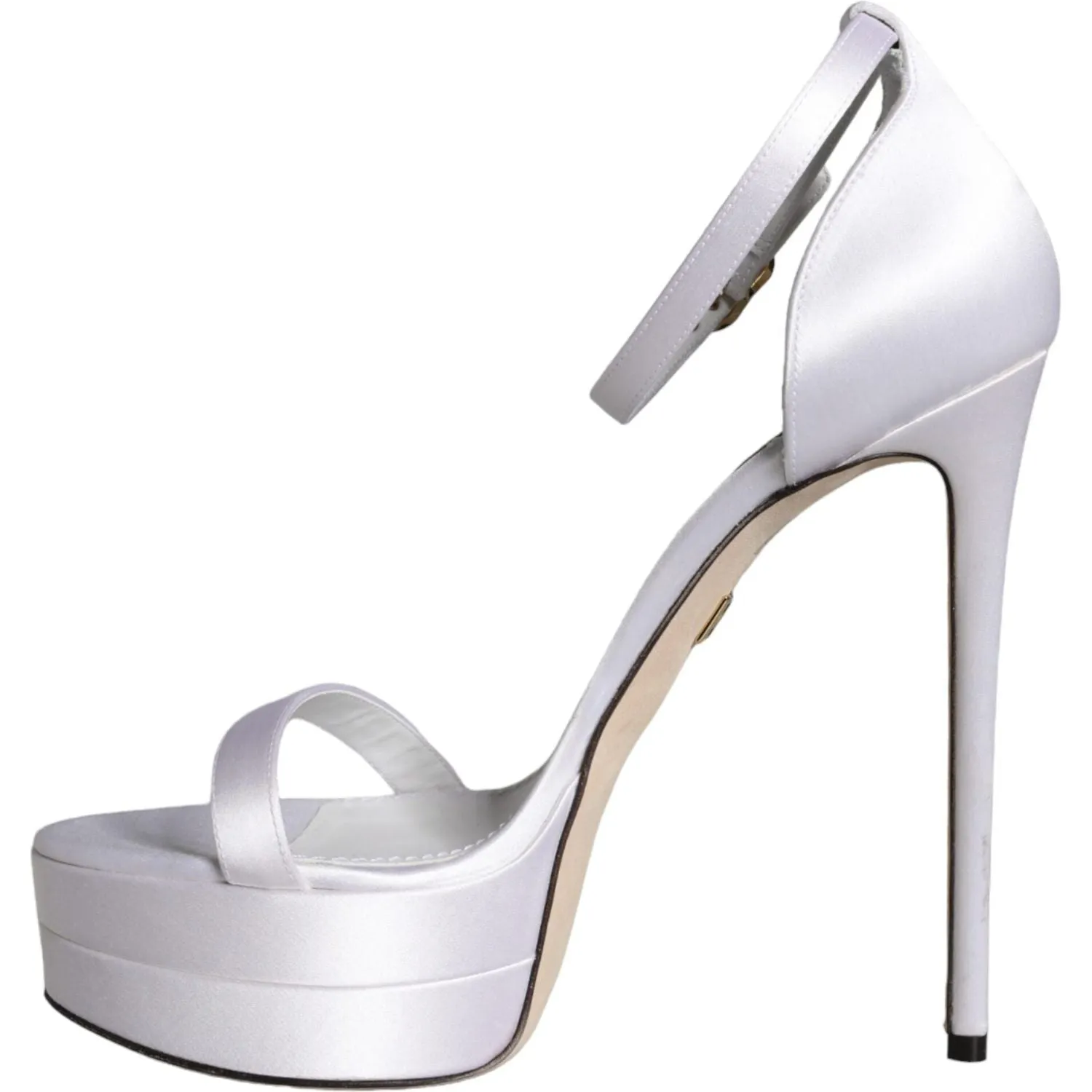 Dolce & Gabbana White Keira Satin Ankle Strap Sandals Shoes