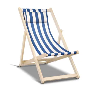 Fodable Beach Sling Chair - Blue & White