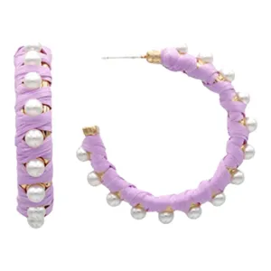 Penelope Pearl & Raffia Hoops | Lavender