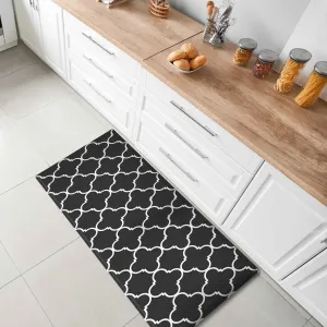 Renaissance Black & Grey Soft Padded Trellis Kitchen Mat