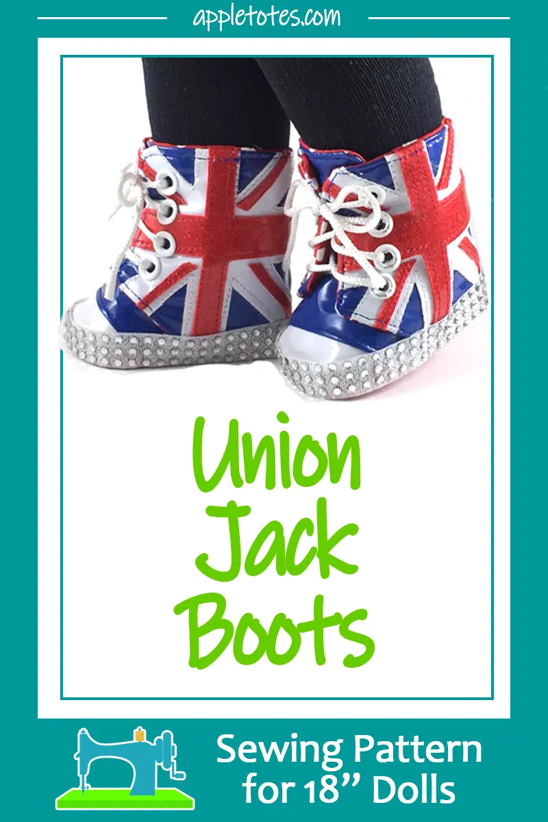 Union Jack Boots Sewing Pattern for 18" Dolls