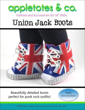 Union Jack Boots Sewing Pattern for 18" Dolls