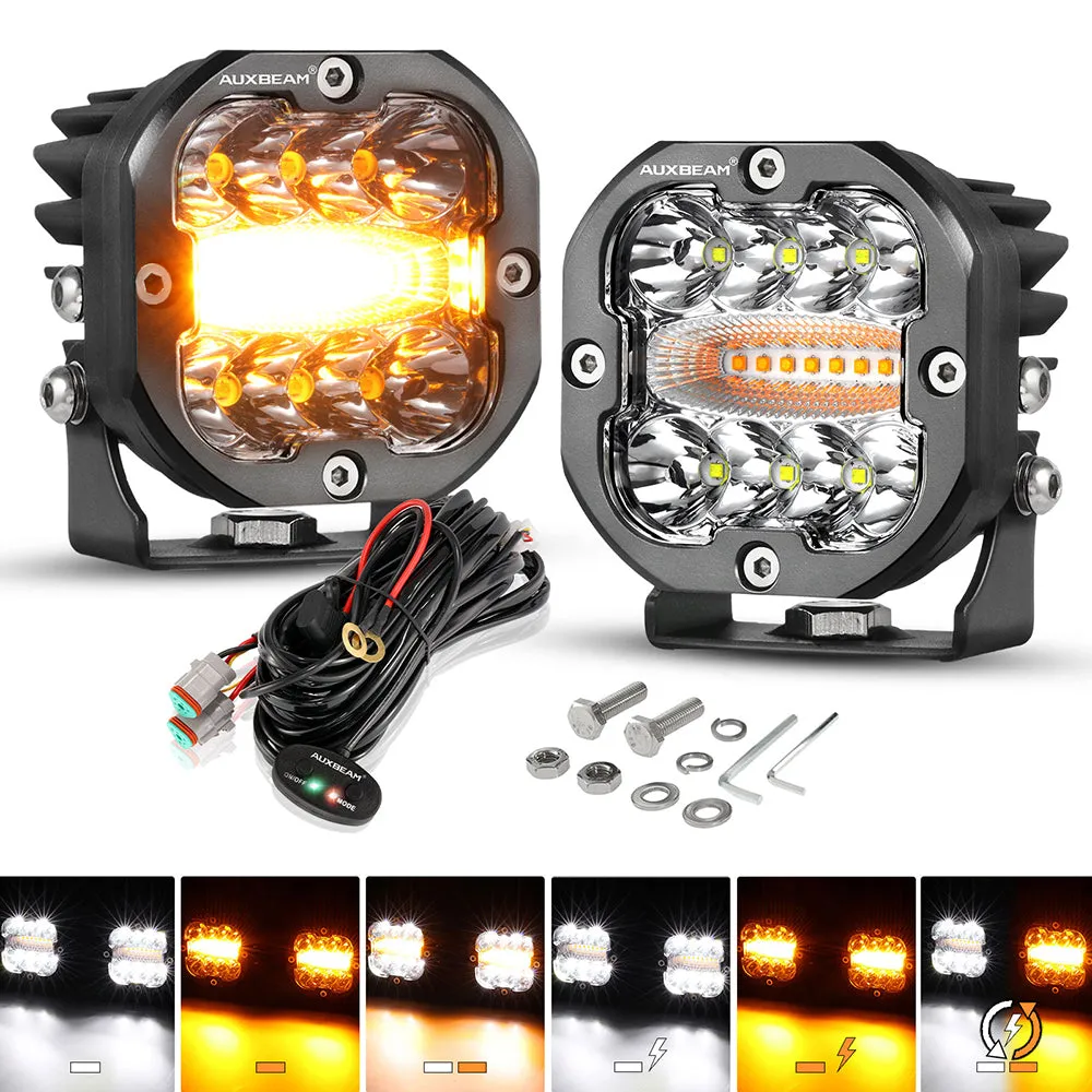 XP-ULTRA Series 3 INCH 96W 9600LM LED PODS 6 MODES WHITE AMBER FLASHING LED DRIVING LIGHTS