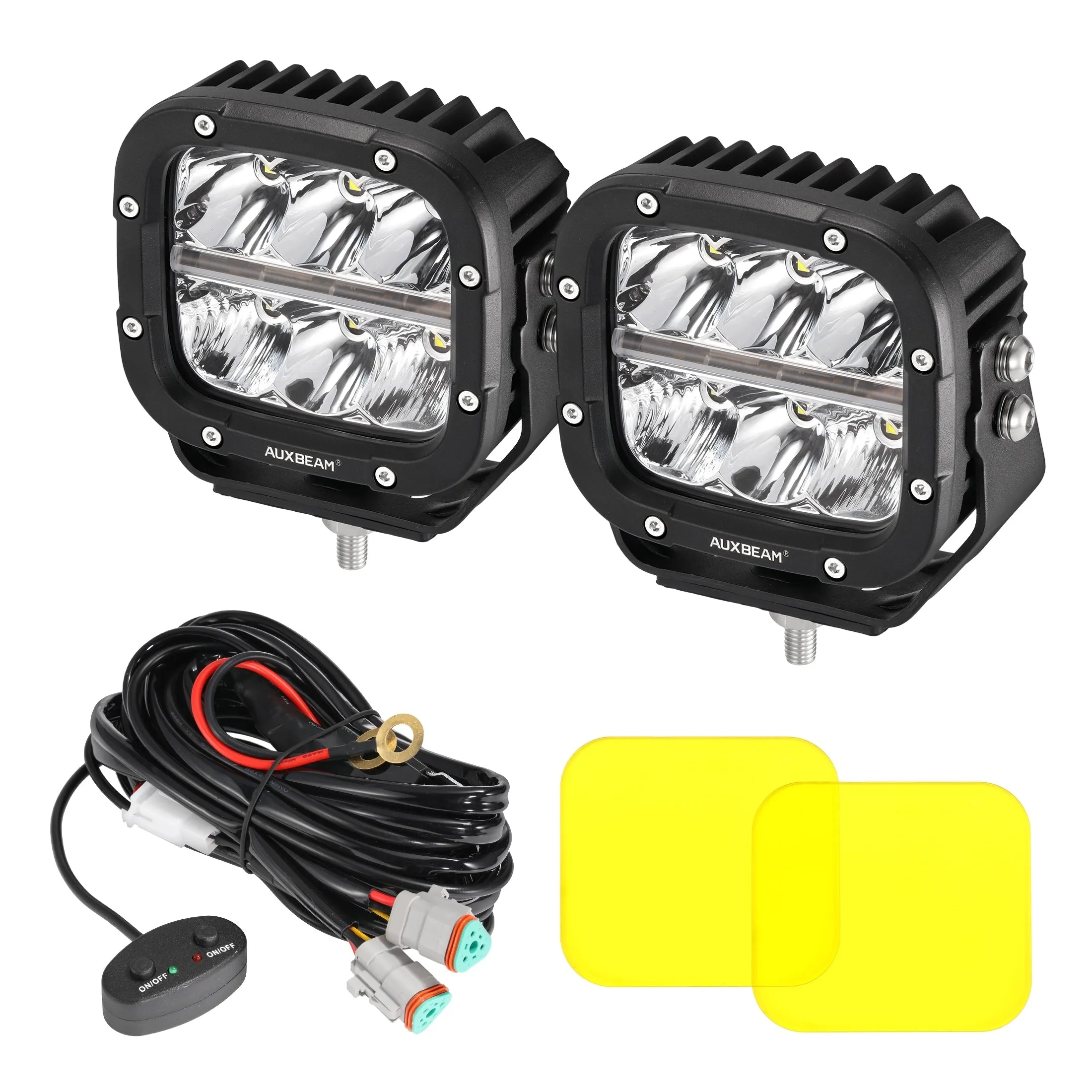 XP-ULTRA Series 5 Inch 132W 15600LM White/Amber LED Pods Driving Light with Amber DRL