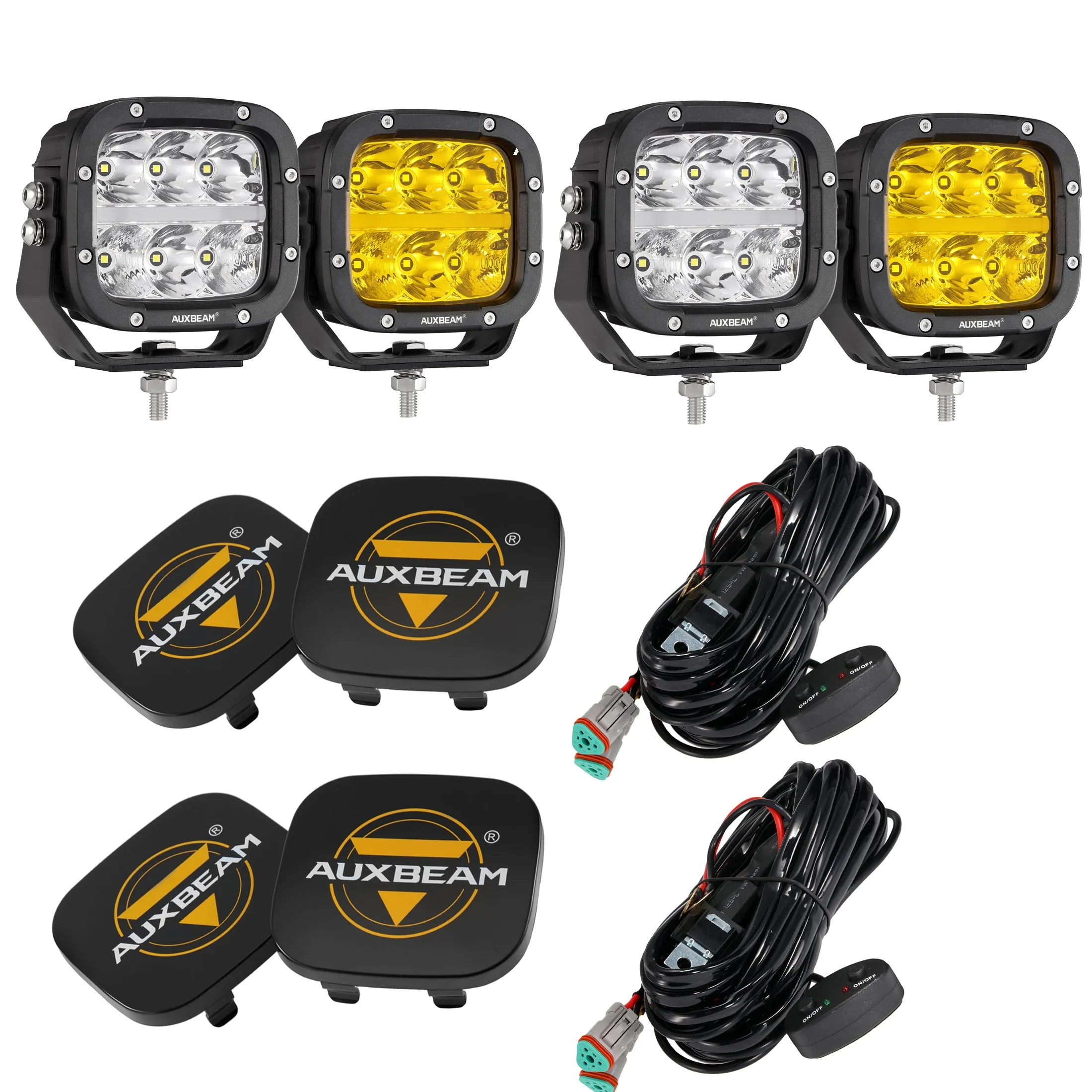 XP-ULTRA Series 5 Inch 132W 15600LM White/Amber LED Pods Driving Light with Amber DRL